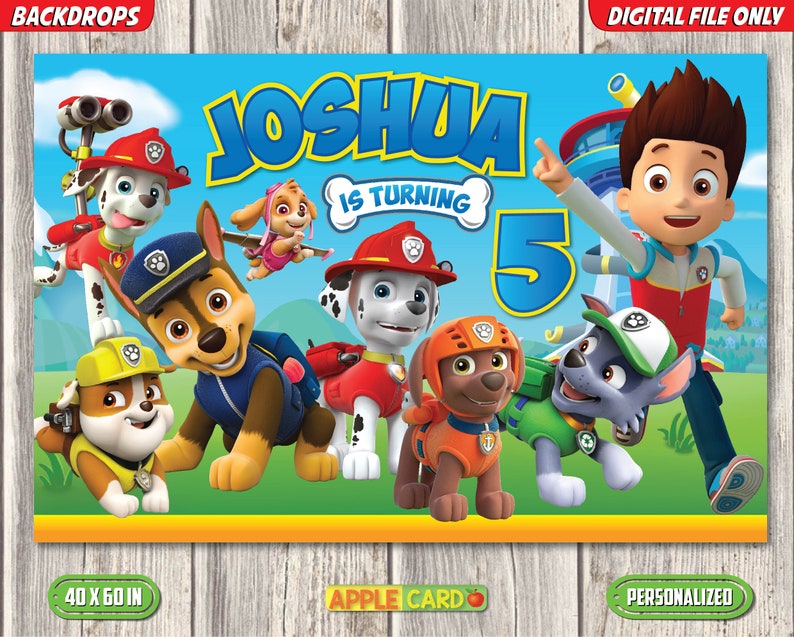 Paw Patrol Birthday Backdrop Paw Patrol Backdrop Paw
