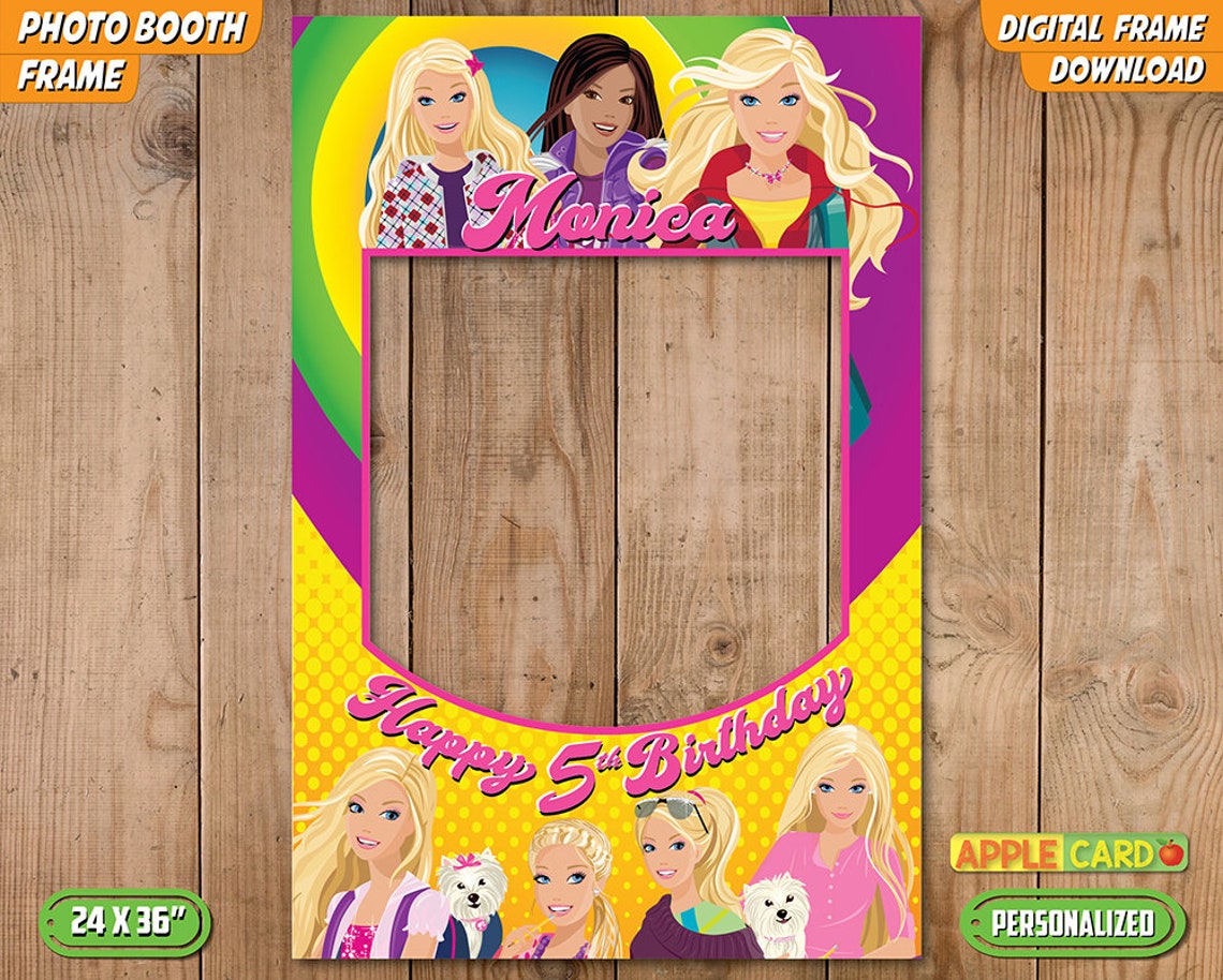 Barbie Photo Booth Barbie Photo Frame Barbie Birthday Prop Etsy