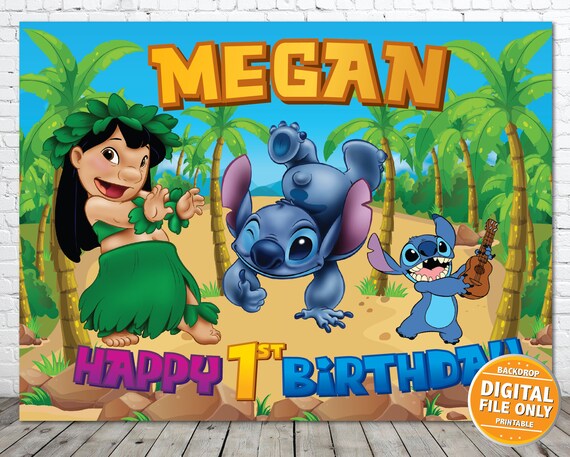 Lilo And Stitch Birthday Backdrop Digital File Etsy