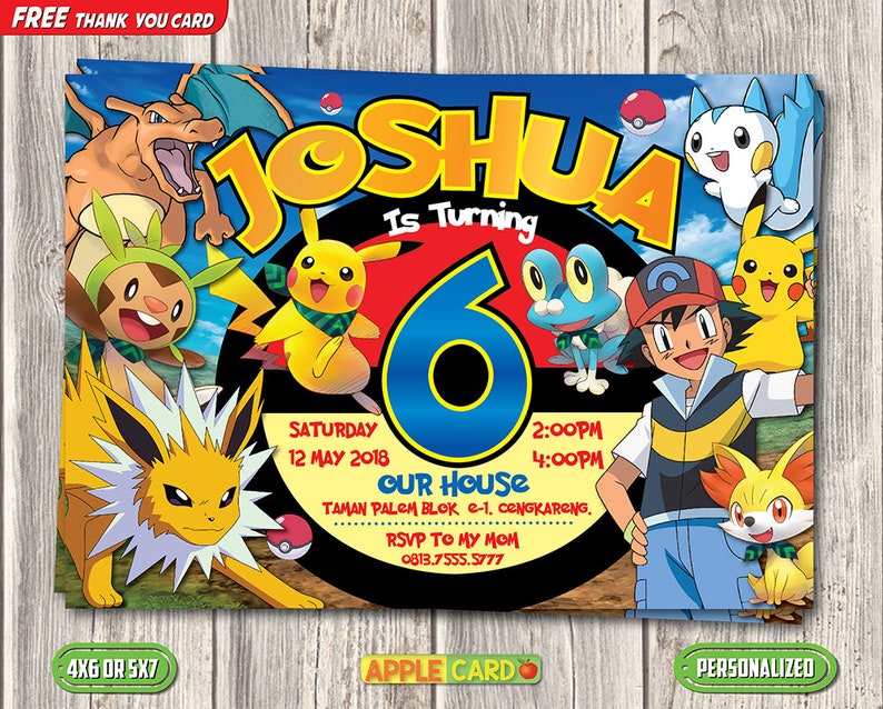 Pokemon Invitation Pokemon Birthday Invitation Pokemon Etsy
