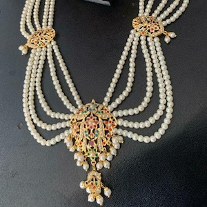 Navaratan jadau/ jaddau necklace/punjabi Navratan/hydrabadi Navratan set n 3 tier jhumka/Pakistani style Navratan necklace set