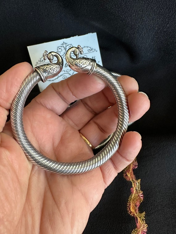 Pure Silver Openable Kada 92.5 Silver Kada bangle With Peacock