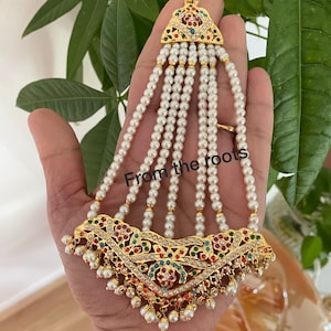 Navratan Jadau passa/tikka/hydrabadi/punjabi/Pakistani traditional statement Navratan bridal jaddau jhoomar/Maangtikka