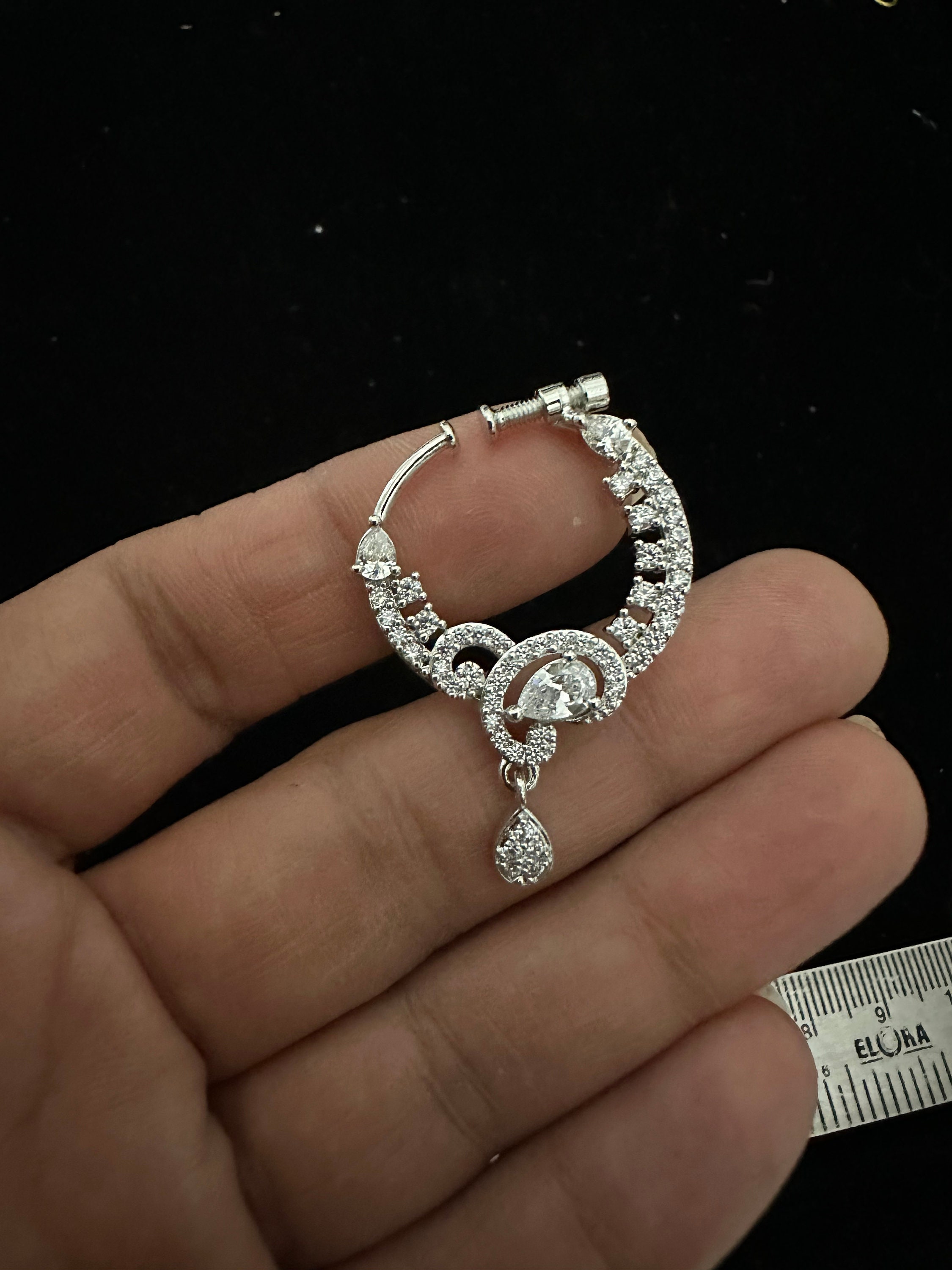 American diamond nath nath for non pierced nose Indian nosering Pakistani nosering Etsy Italia
