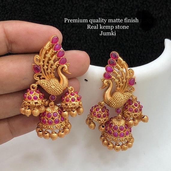 Floral Chandbali Design Earrings  South India Jewels