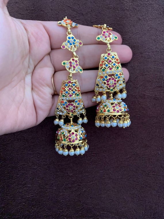 Navratan jhumkas best sale