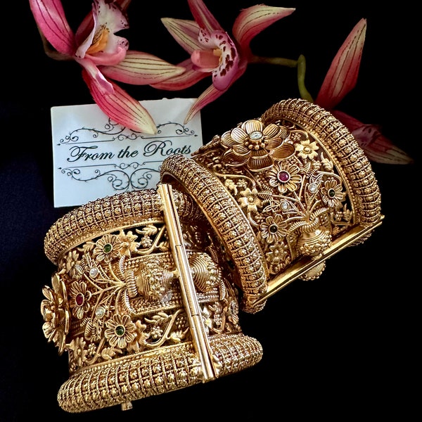 Gold wide kada/wide gold bangle/gold plated bangle