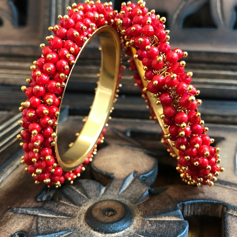Red - Handcrafted Fabart Ghungroo Bangle by Asalkaar main image 1