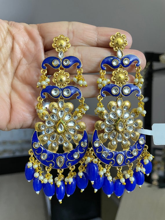 Meenakari kundan best sale earrings
