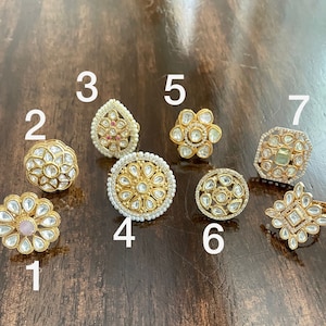 Kundan rings/adjustable gold Kundan rings/statement ring