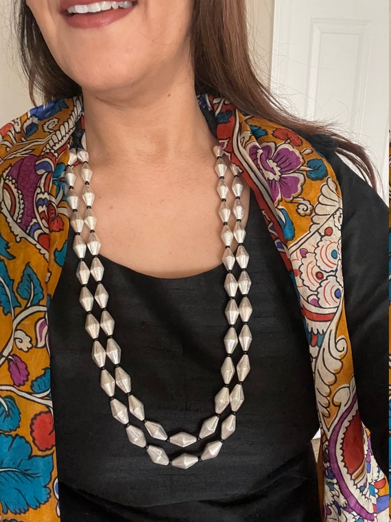 2 Lines Dholki Mala/silver Dholki Beads 