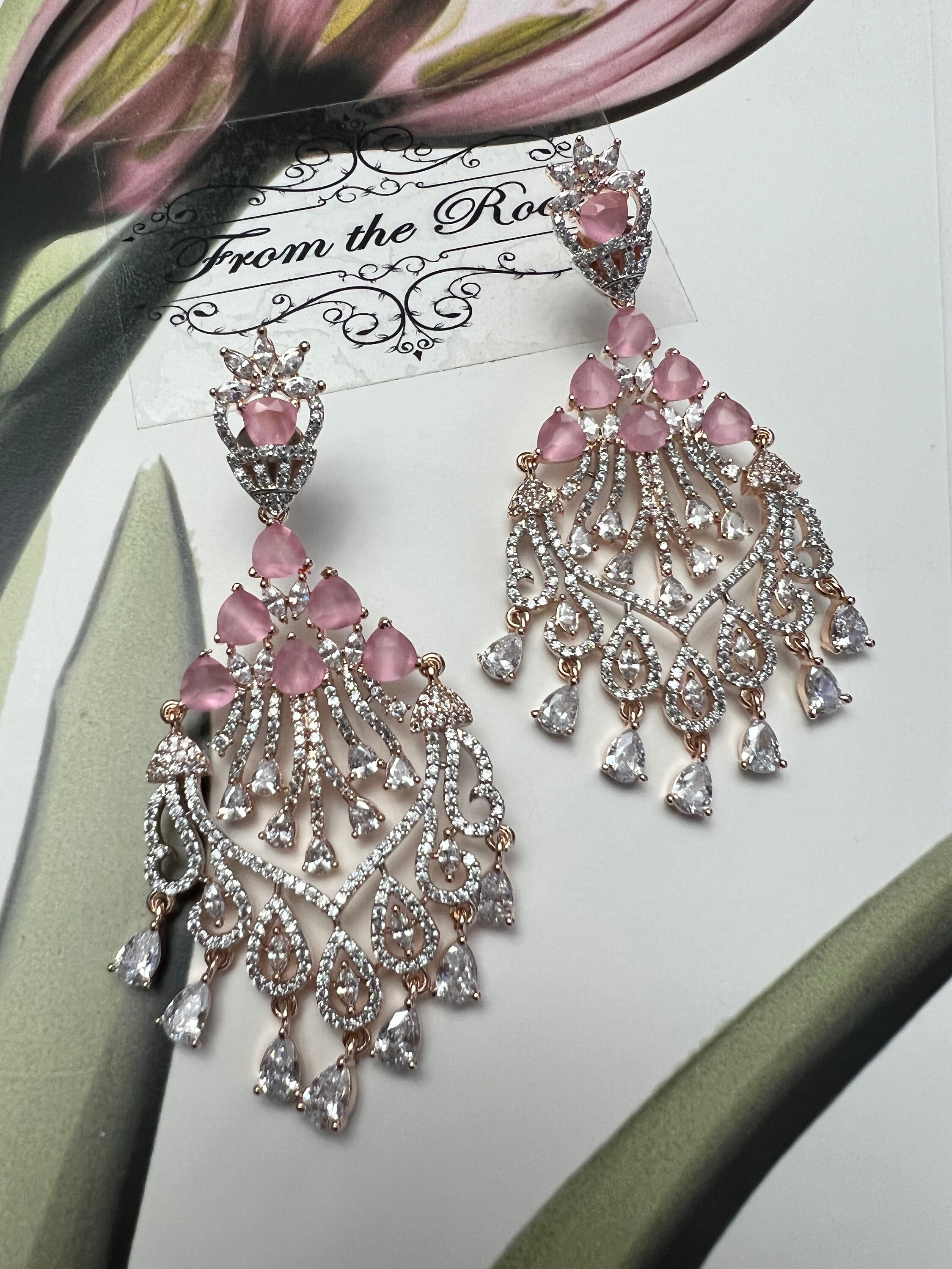 Baby pink diamond best sale earrings