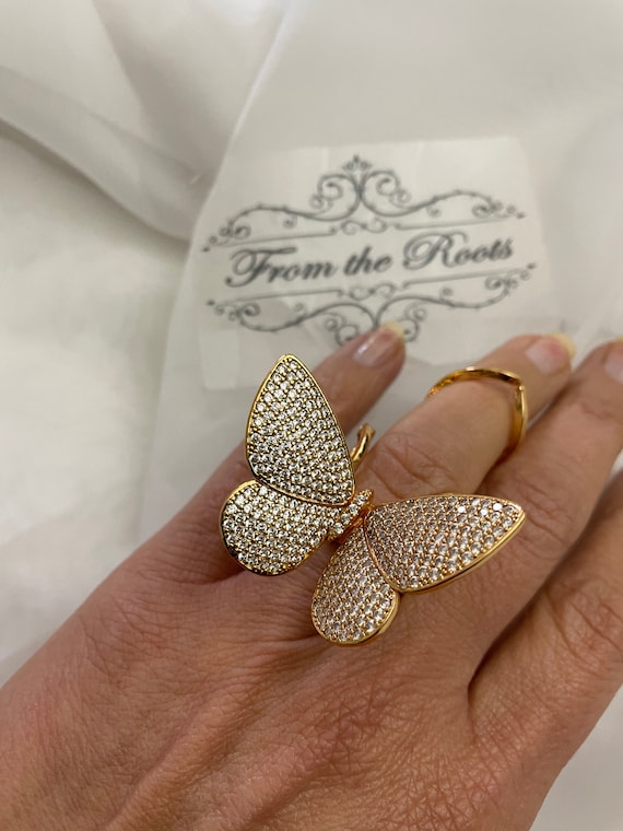 Butterfly ring one of a kind fluttering butterfly adjustable ring