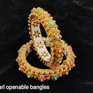 Jadau gold bangles/Navratan style Jadau kadas/ Indian bangles/Pakistani bangles