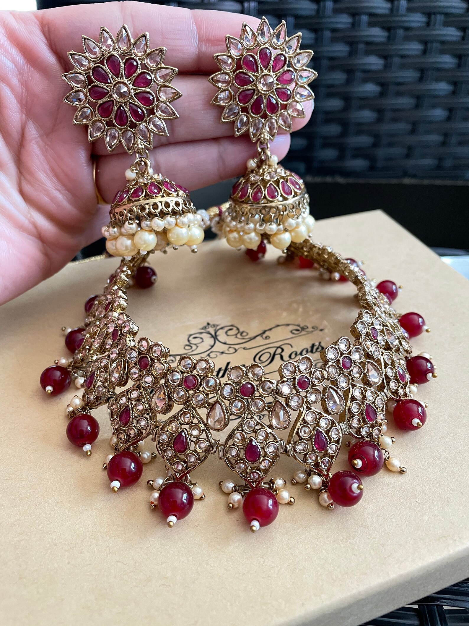 Download Polki and ruby color necklace set/reverse polki set with ...