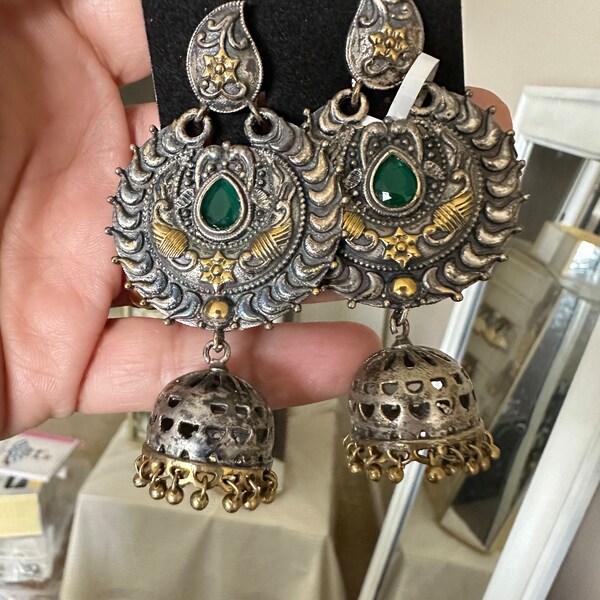 Pure Silver Leaf Dual Jhumkas
