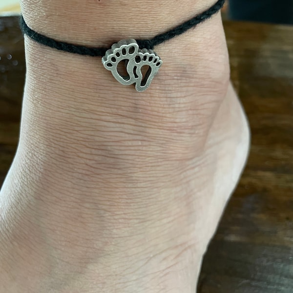 Black Thread anklet/adjustable baby steps charm anklets/bracelet