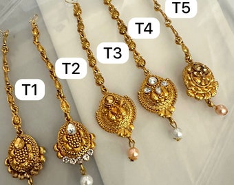 Kids gold tikka/Small Kundan tikka for kids/maangtikka/Polki gold maangtikka/Indian maangtikka/Pakistani maangtikka