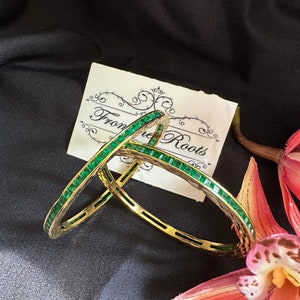 Emerald bangles set/green stones bangles/ set of 2 emerald bangles/Indian bangles/Pakistani bangles