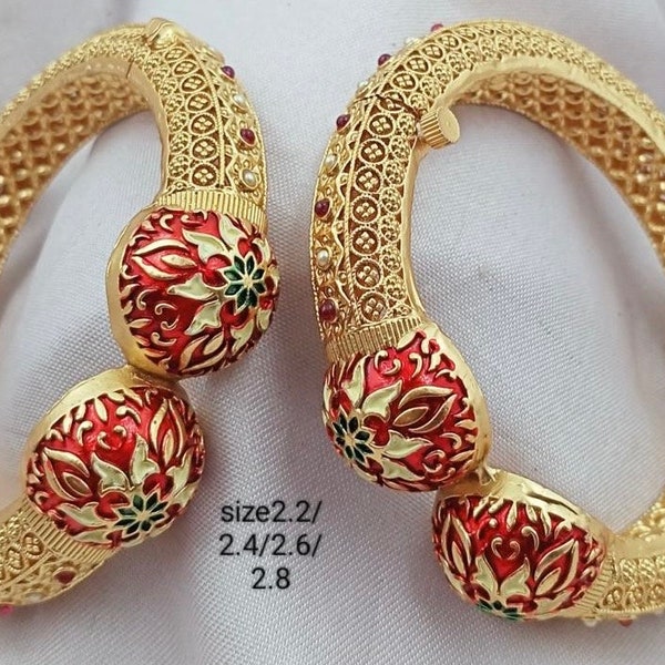 Meenaksari Gold plated bangles/traditional openable rajawadi gold plated kadas/traditional gold bangles/kadas