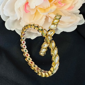 Kundan Bangles /jaipuri kundan bangles/ Indian Kada/Gold Bangles/ Indian Bracelet/ Kundan Jewelry/Bridal Bangles