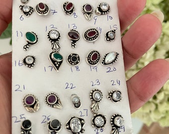 Real silver nosepin/koka/nath/nose stud in Pure silver/92.5 silver pierced nose/various designs nosepin in 92.5 silver for pierced nose