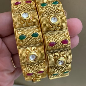 Kundan gold bangles/Kundan gold kadas/Indian bangles/Pakistani bangles