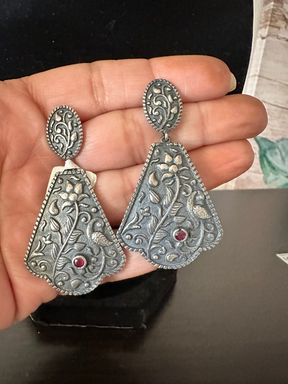 Black metal oxi German silver earring everyday wear | Silver earrings, German  silver, Silver