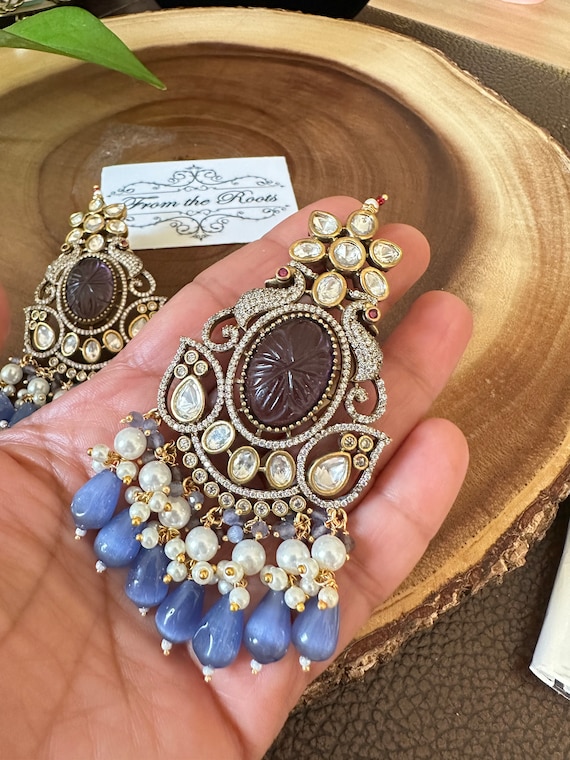 Purple color 2024 stone earrings