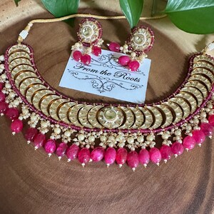 Pink color Sabyasachi inspired bridal choker/Ahmdabadi kundan set/pachhi kundan set/jadtar choker set/kundan jewelry