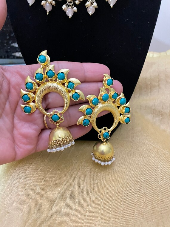 Turquoise jhumkas deals