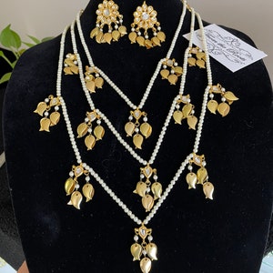 3 lada peepalpatti haar/3 lines pearls mala set/multilayer pearls mala