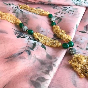 Yellow tourmaline/Lemon yellow semi precious stone mala/lemon mala with marcasite beads/multilines lemon color mala