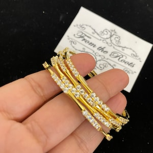 Gold diamond bangles/set of 4 thin diamond bangles/Indian/Pakistani/Bangladeshi gold bangles