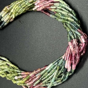 Multi tourmaline Faceted Tube Beads Tourmaline Tube Beads Tourmaline Beads Multi Tourmaline Gemstone Jewelry Necklace AAA+ 14&quot;