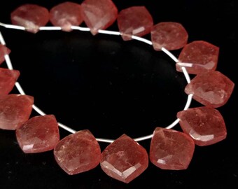 Natürliche Erdbeerquarz Fancy Briolettes Lose Perlen 10 Stück AAA + Rosa Quarz Facettierte Blattform Edelstein Schmuck Rosa Erdbeerquarz