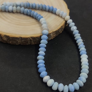 Peruvian Blue Opal Rondelle Faceted Beads 6-7mm Opal Gemstone Necklace Opal Rondelle 13"  Shaded Blue Opal Rondelle