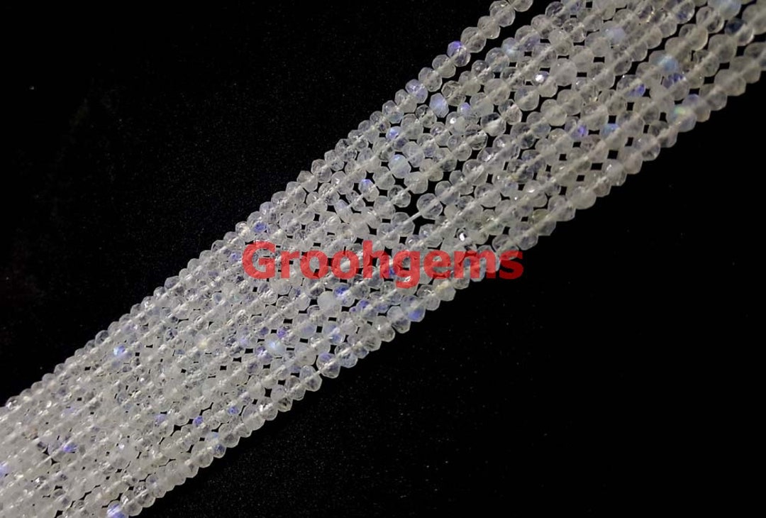 thumbnail image 2 of 1354 Cts Natural Moonstone Rondelle Beaded Necklace - 20'' - JaipurJewels 2 of 4