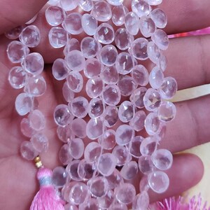 Natural Rose Quartz Faceted Heart Shape  Quartz Gemstone AAA Rose Quartz Beads Quartz Stone 7mm- Fine Quality