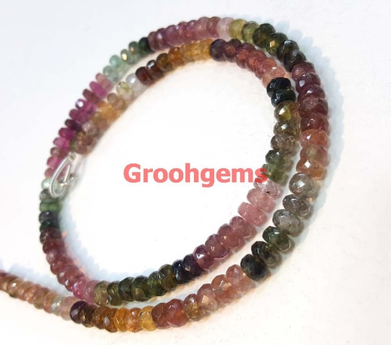 Multi Tourmaline micro Faceted rondelle Beads 2.5mm Full Strand 13 Inch Length
