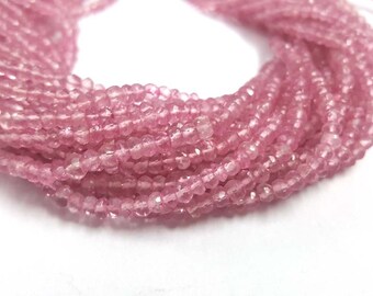 Pink Topaz Faceted Rondelle Loose beads 3-4mm, Topaz Stone 13&quot;strand