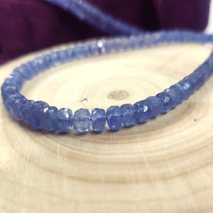 Azul Tanzanita Facetada Rondelle Beads Natural Tanzanita Rondelle Perlas de Piedra Tanzanita 16&quot; AAA+ 3-7mm