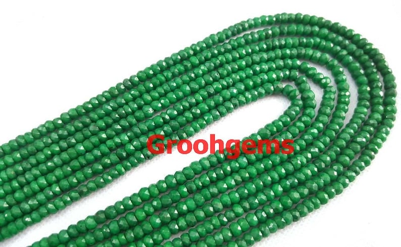 AAA Emerald Corundum Gemstone 13inch strand Isriel Cut Emerald Faceted Rondelle Beads 3-3.5mm