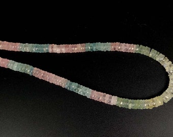 Multi colore acquamarina gemma perline AAA acquamarina sfaccettata forma pneumatico naturale multi acquamarina taglio Heishi acquamarina Rondelle 16" 7-8mm