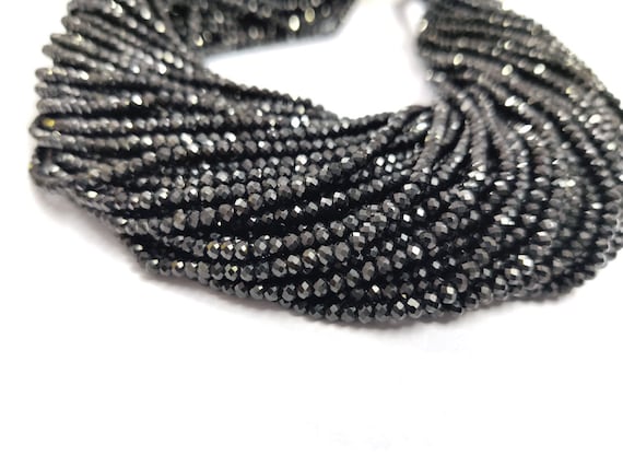 Black Spinel Loose Gemstone Beads 3mm AAA Natural Isreal Cutting Spinel Faceted Rondelle Beads 13"
