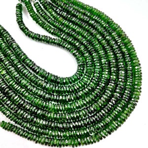 Natural Chrome Diopside Faceted Tyre Shape Beads 5-7mm, AAA Chrome Diopside Heishi Cut Wheel Shape Loose Gemstone 8&quot; Green Gemstone jewelry