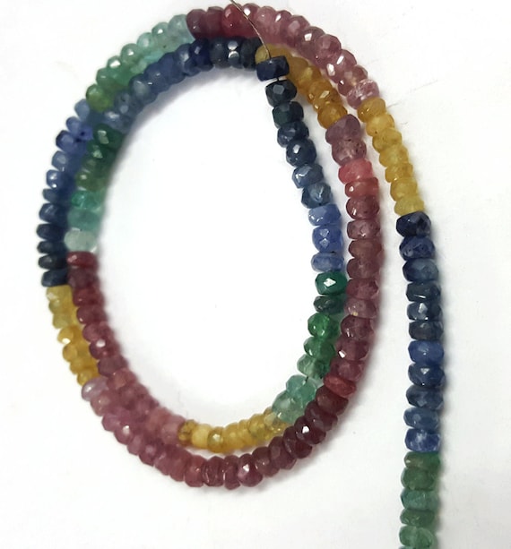 Blue sapphire Size 4-3mm Ruby AAA Multi Precious Beads Emerald 14 Inches Strand