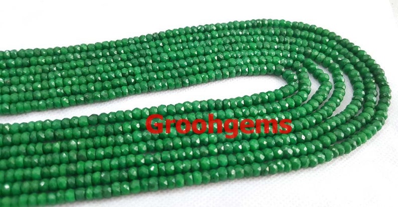AAA Emerald Corundum Gemstone 13inch strand Isriel Cut Emerald Faceted Rondelle Beads 3-3.5mm