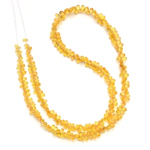 Lágrimas facetadas de safira amarela briolettes contas soltas aaa + gotas de safira natural contas 2x3.5mm-3x5mm pequena pedra de safira super fina