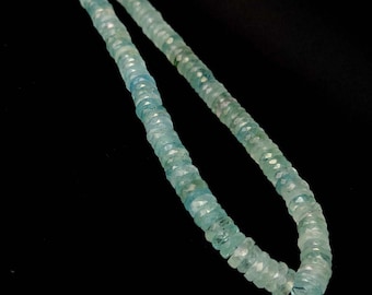 Perline di pietre preziose blu acquamarina AAA acquamarina sfaccettata forma del pneumatico acquamarina naturale Heishi taglio acquamarina Rondelle 16 "7-8mm